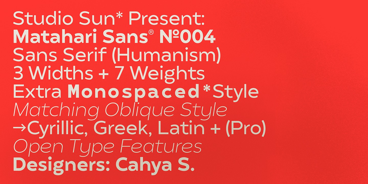 Example font Matahari Sans Condensed #14